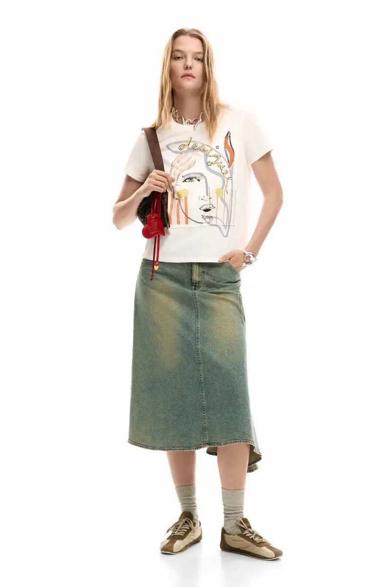 Maglietta con logo faccia WHITE miniatura 2