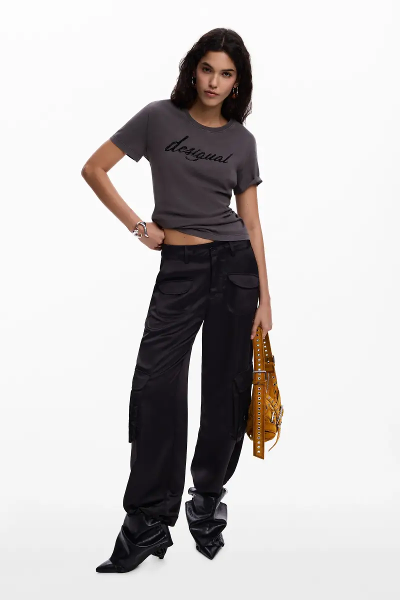 Maglietta con logo ricamato BLACK miniatura 2