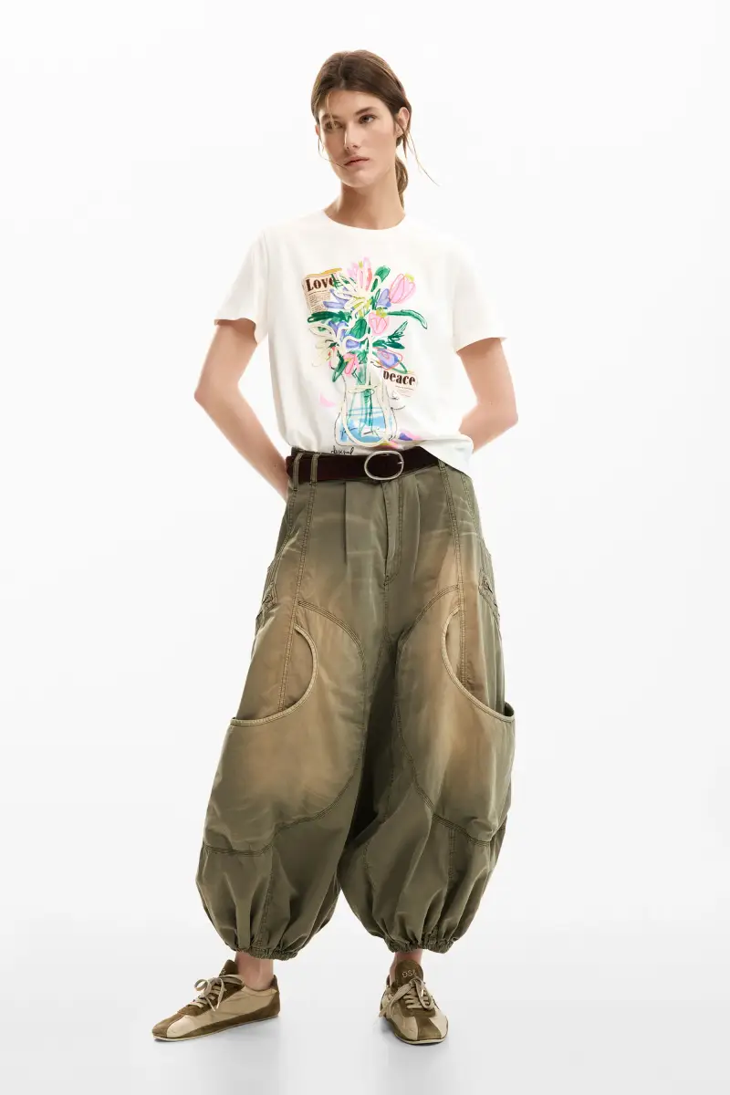 Desigual Maglia a Maniche Corte Bianco con Stampa Vaso miniatura 2