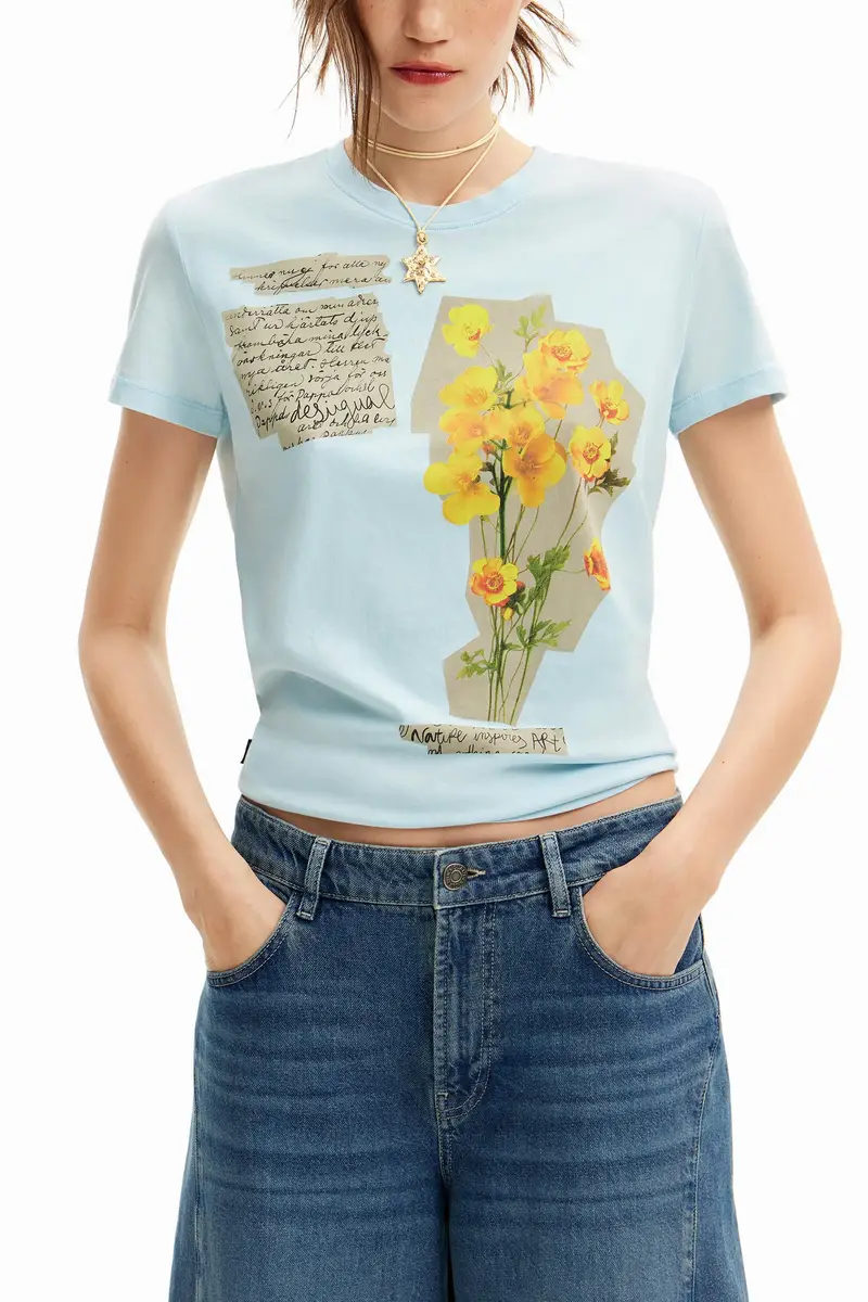 Maglietta con toppe floreali BLUE miniatura 2