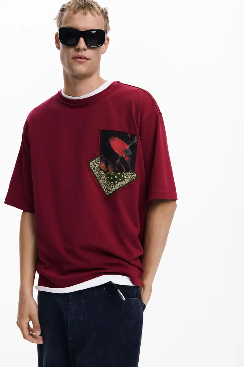 Maglietta con toppe uccello RED