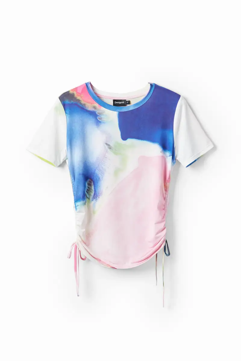 Maglietta corta arricciature acquerellate BLUE