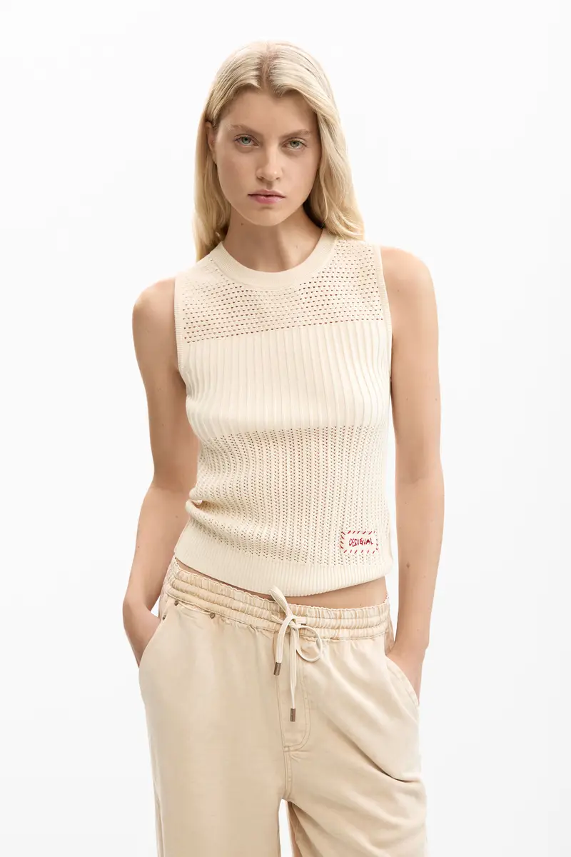 maglietta crochet ricamata WHITE