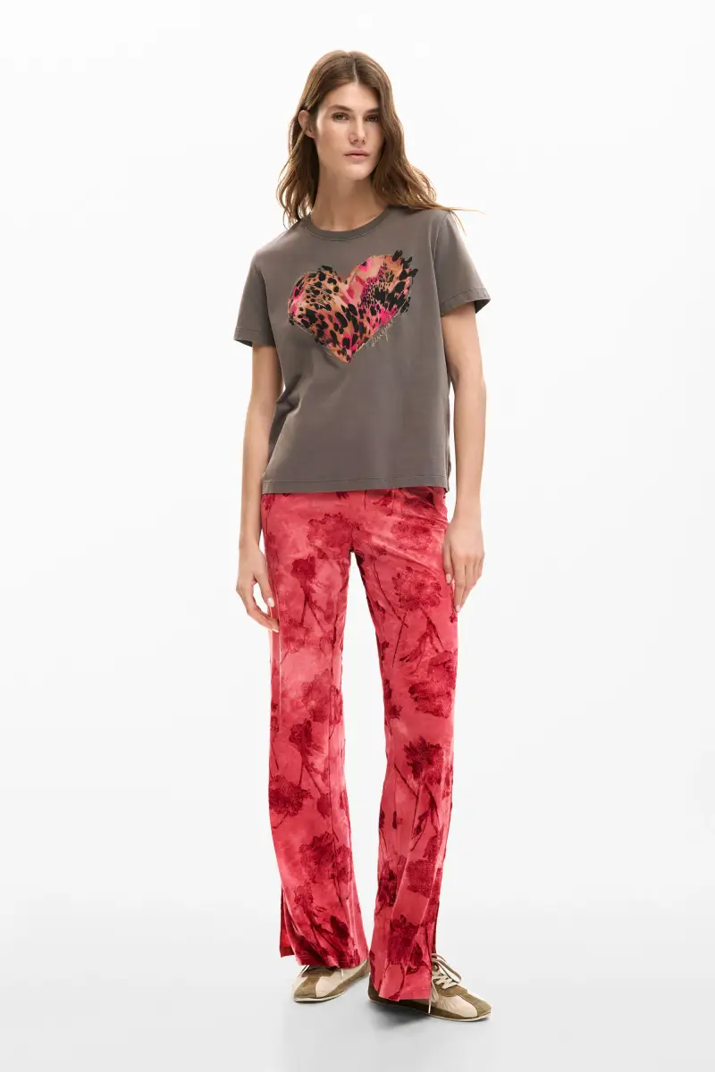 Desigual Maglia cuore animal print grigia miniatura 2