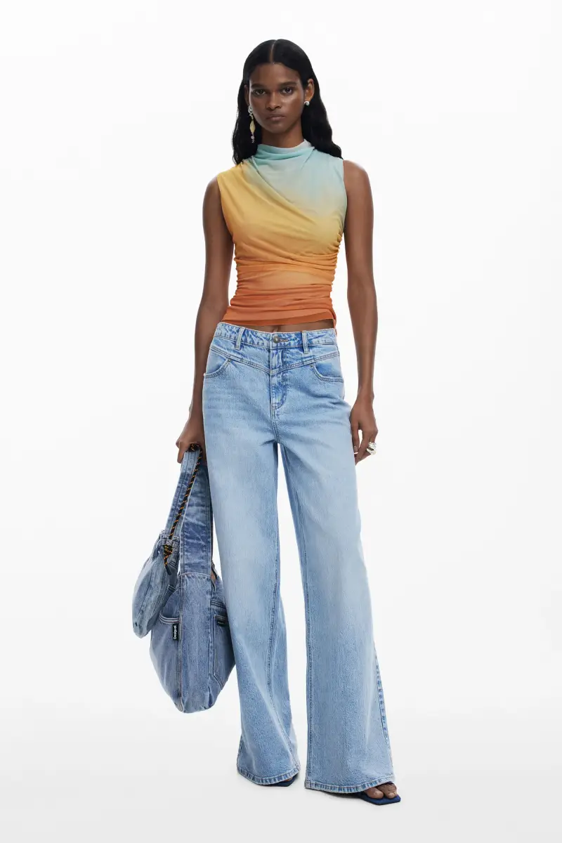 Maglietta drappeggiata tramonto ORANGE miniatura 2