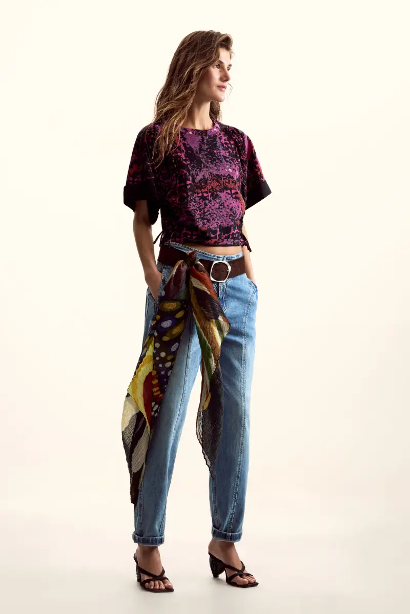 Desigual Maglia etnica multicolore con lacci laterali