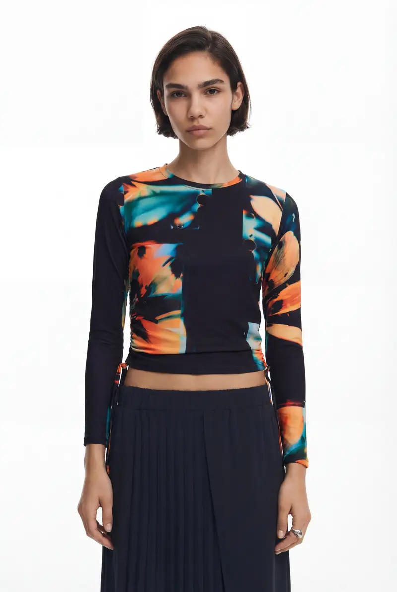 Maglietta fiori BLACK