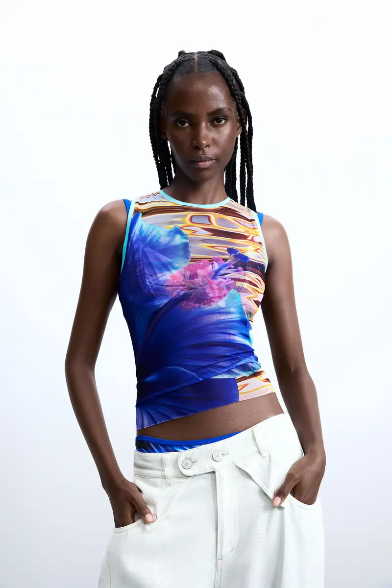 maglietta floreale acquerello BLUE