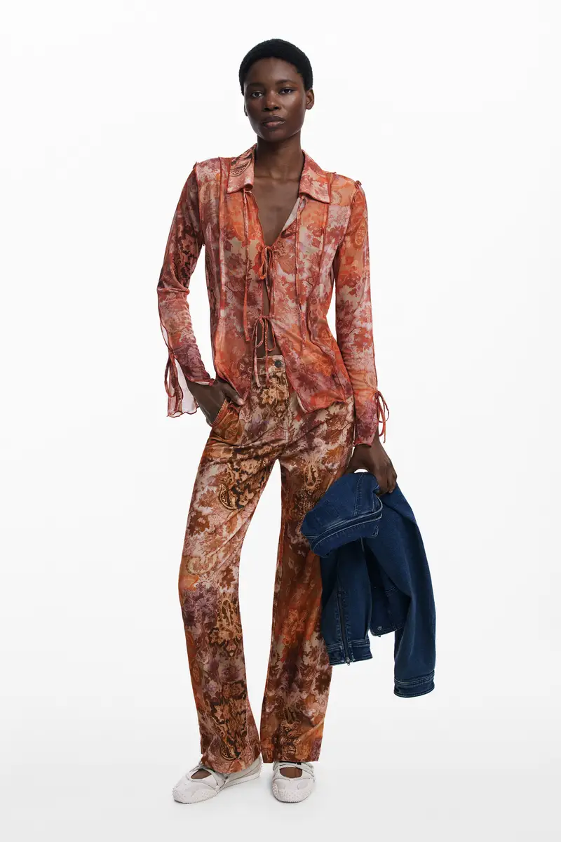 Maglietta in chiffon con fiocchi ORANGE miniatura 2