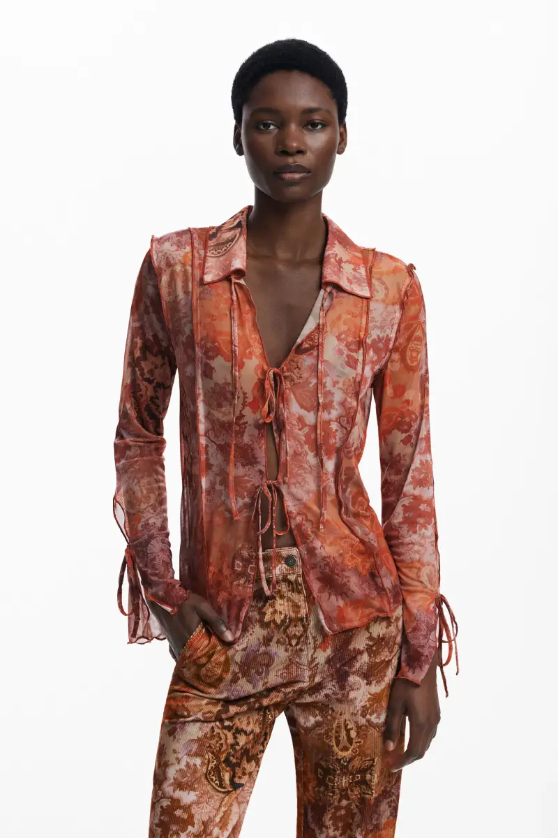 Maglietta in chiffon con fiocchi ORANGE