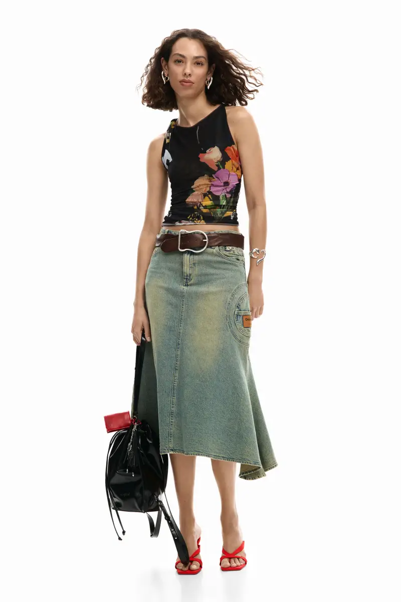 Maglietta in tulle con fiori BLACK miniatura 2