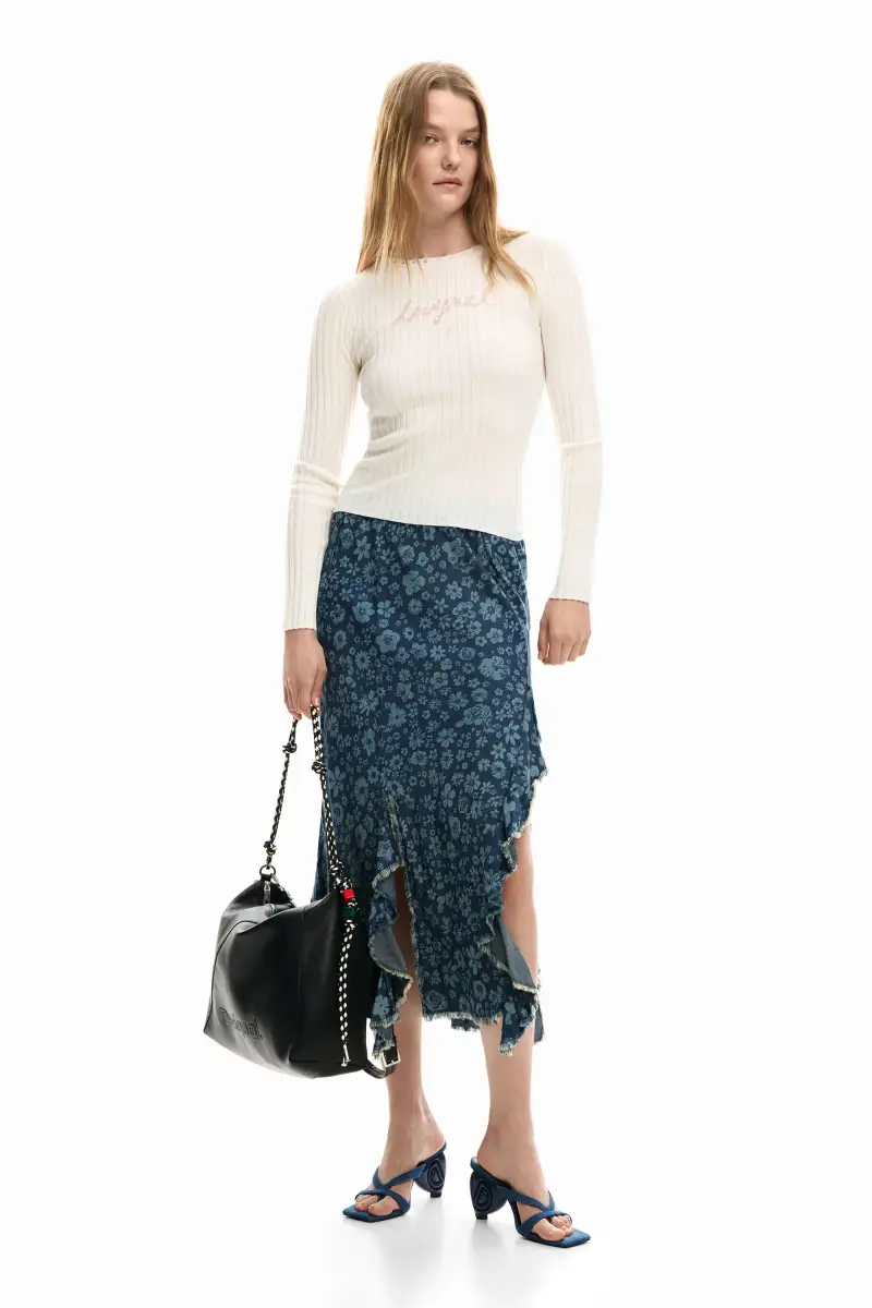 maglietta logo a costine WHITE miniatura 2