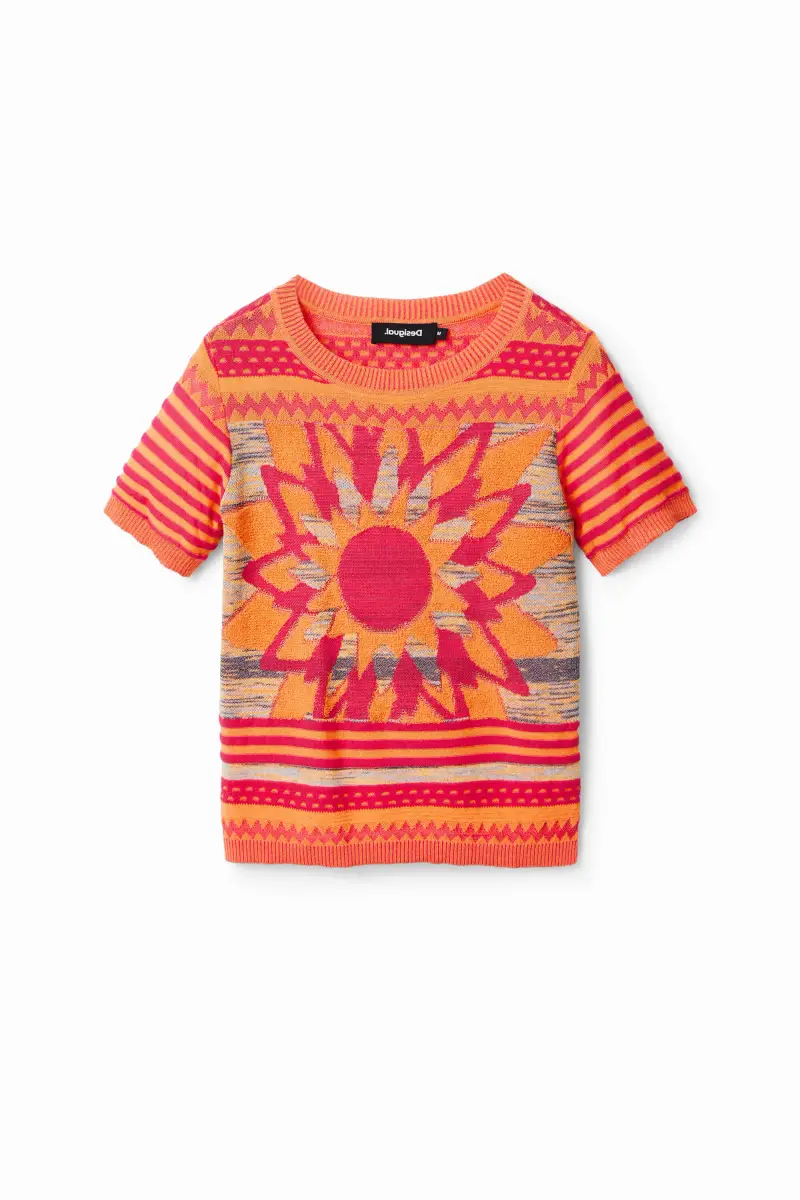 Maglietta maglia fiori ORANGE