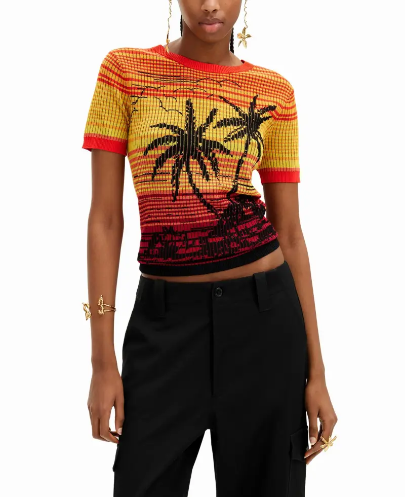 Maglietta maglia palme ORANGE miniatura 2