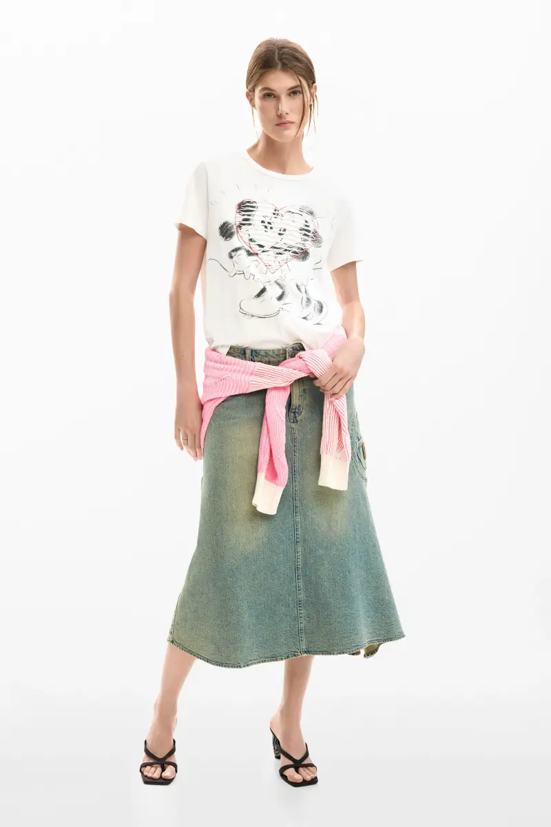 Desigual Maglia Mickey e Minnie Mouse cuore bianco miniatura 2