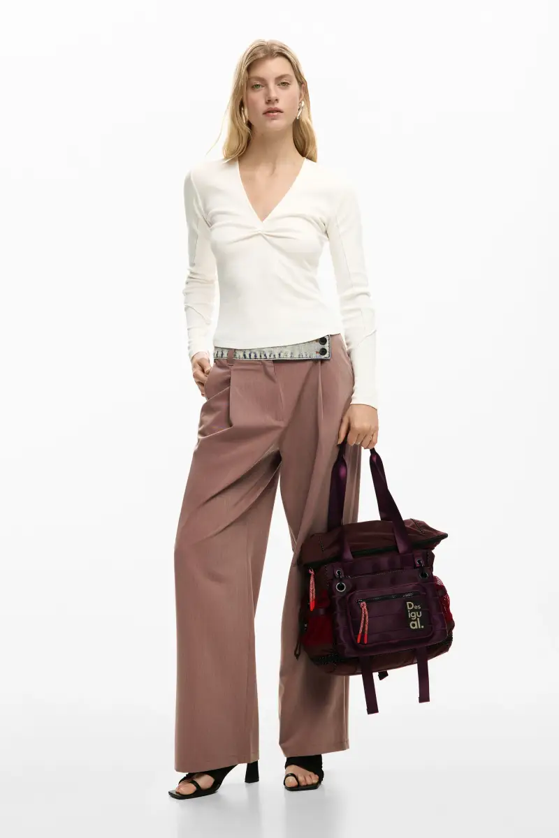 Maglietta nodo a costine WHITE miniatura 2