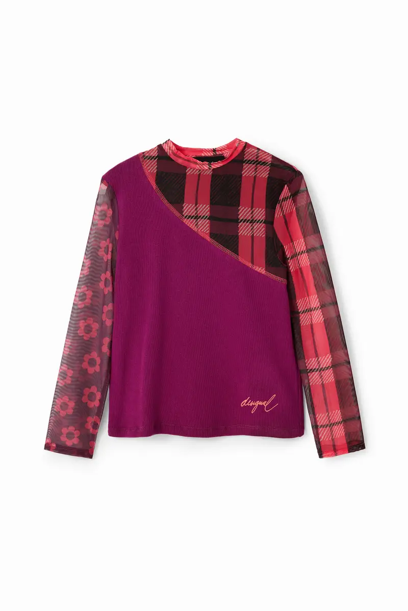 Maglietta patch tulle costine RED