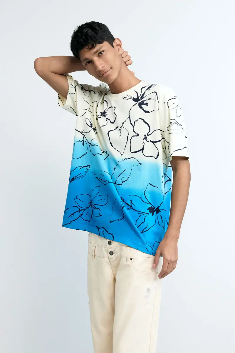 maglietta sfumata tropicale WHITE