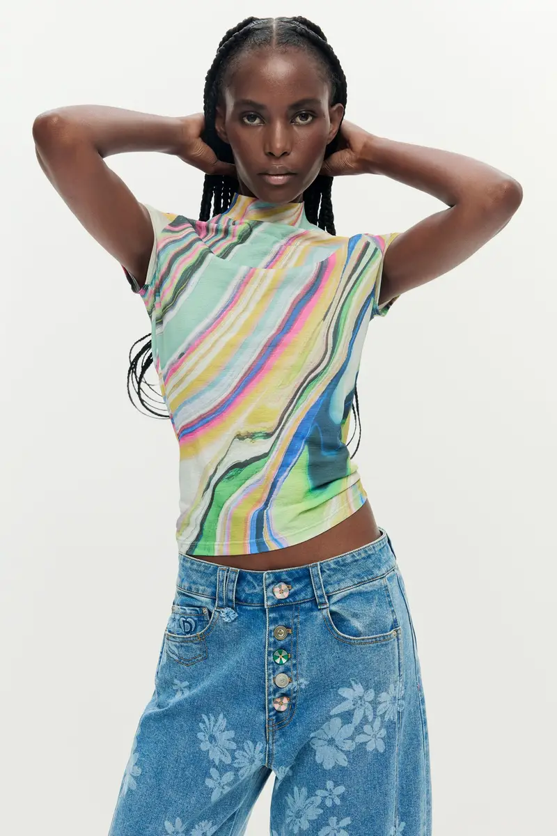 Maglietta stampata onde GREEN