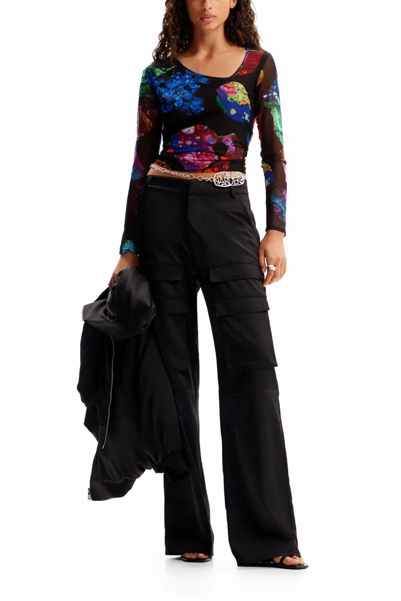 Desigual Maglietta tulle minerale donna nera miniatura 2