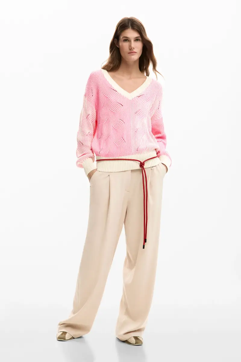 Maglione a maglia bicolore RED miniatura 2