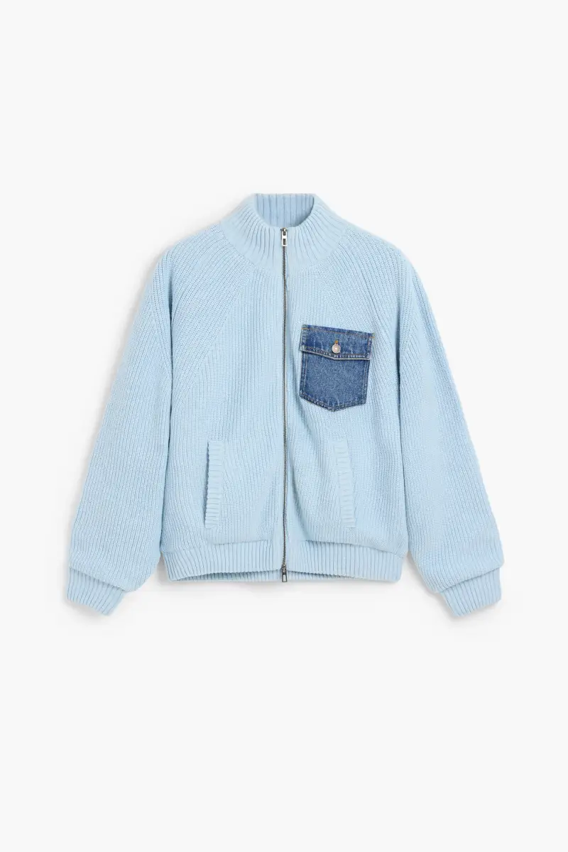 Maglione a maglia con doppia cerniera BLUE