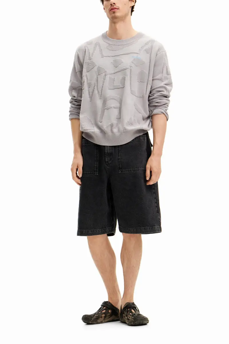 Maglione a maglia con texture BLACK miniatura 2