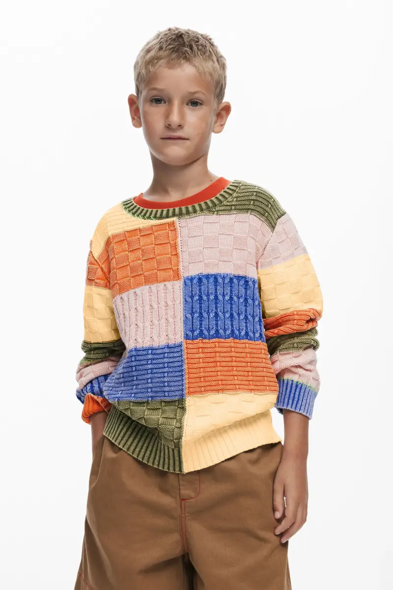 Maglione a maglia con toppe MATERIAL FINISHES