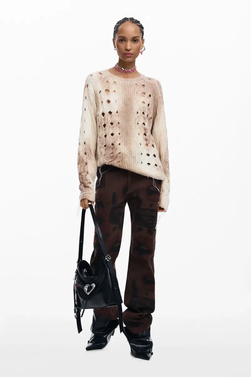 Maglione a maglia grossa WHITE miniatura 2