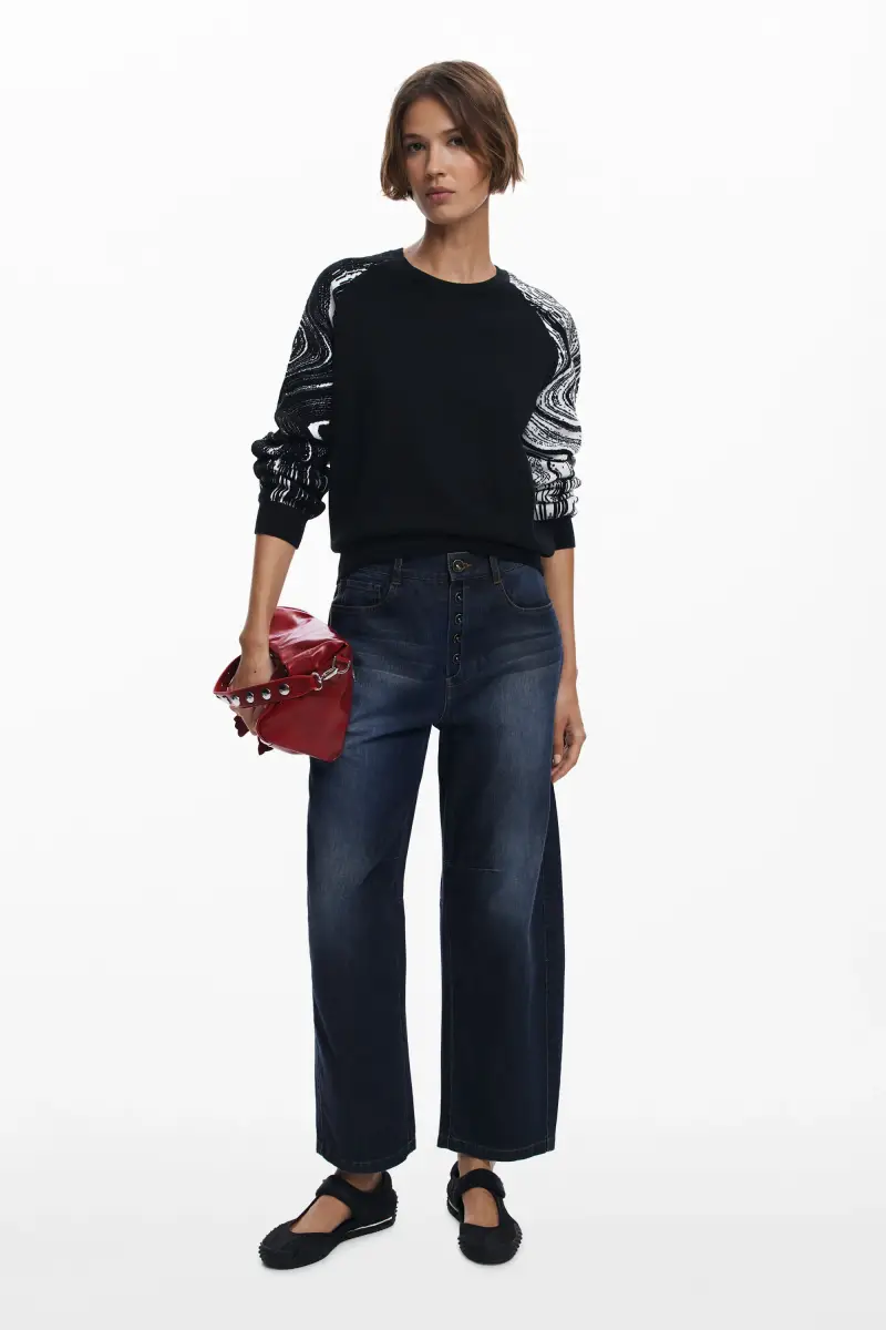 Maglione a maniche marmorizzate BLACK miniatura 2