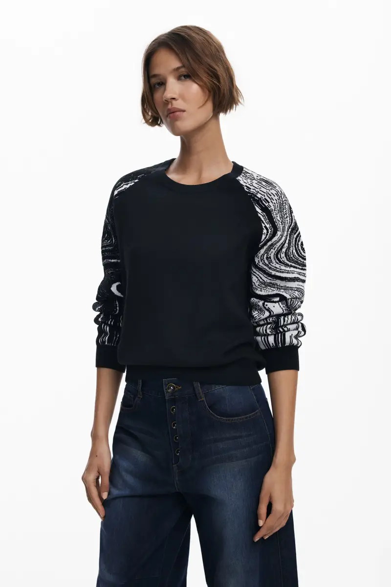 Maglione a maniche marmorizzate BLACK