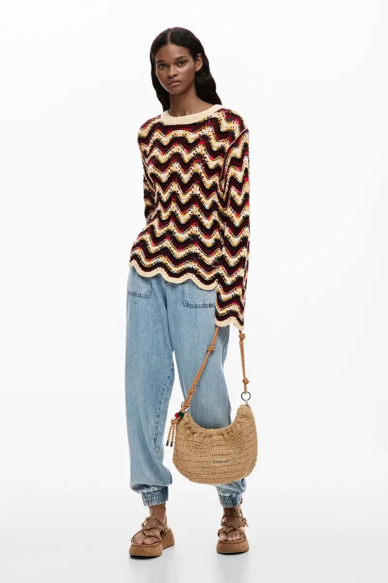 maglione allâuncinetto a zig zag GREEN miniatura 2