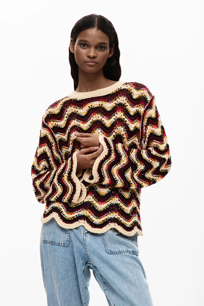 maglione allâuncinetto a zig zag GREEN