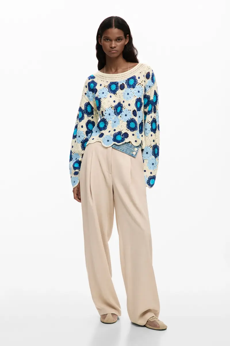 maglione allâuncinetto con fiori BLUE miniatura 2