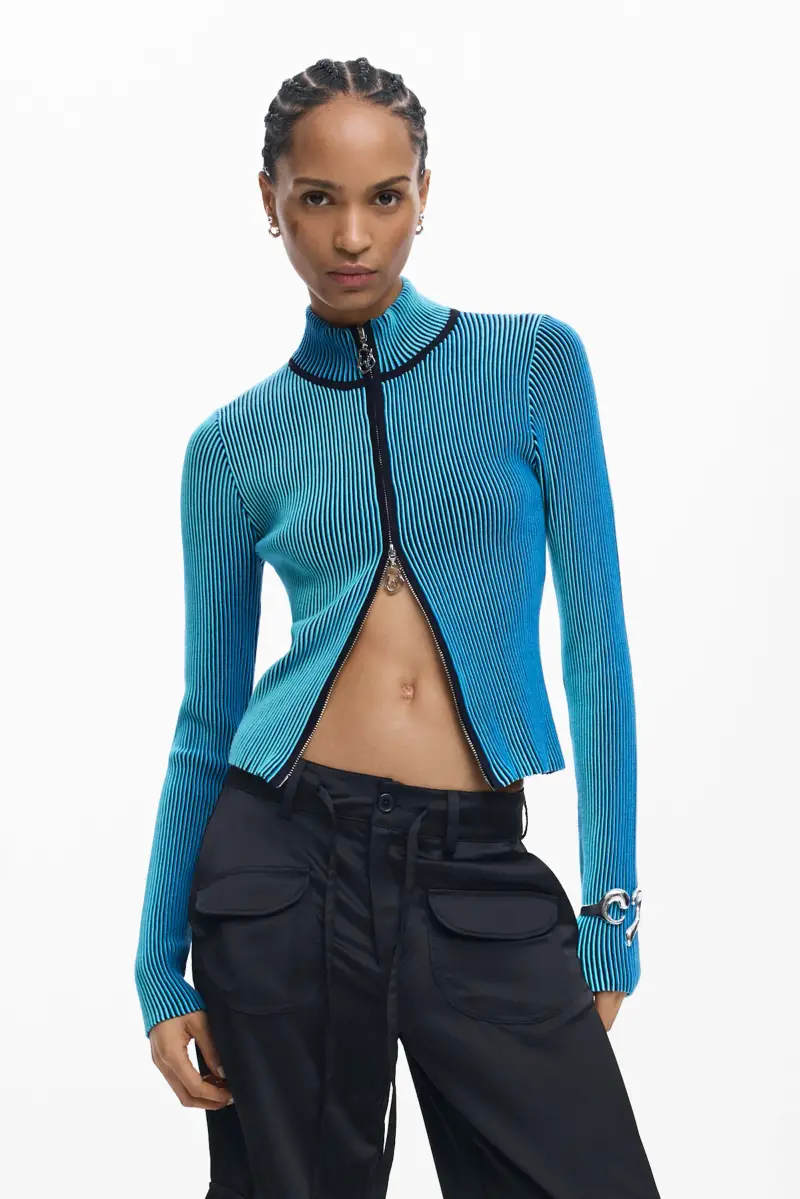 MAGLIONE COLLO ALTO CON ZIP BLUE