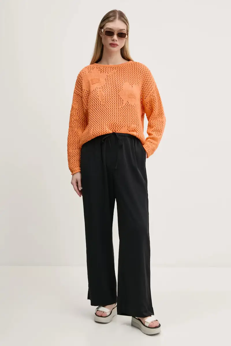 maglione con aggiunta di lino BRUMA donna colore arancione 25SWJF26 miniatura 2