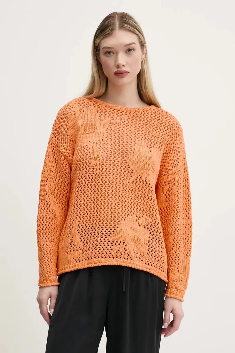 maglione con aggiunta di lino BRUMA donna colore arancione 25SWJF26 miniatura 4