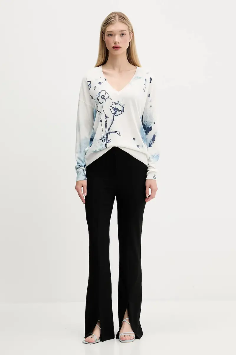 maglione con aggiunta di lino HELSINKI donna colore beige 25SWJF33 miniatura 2