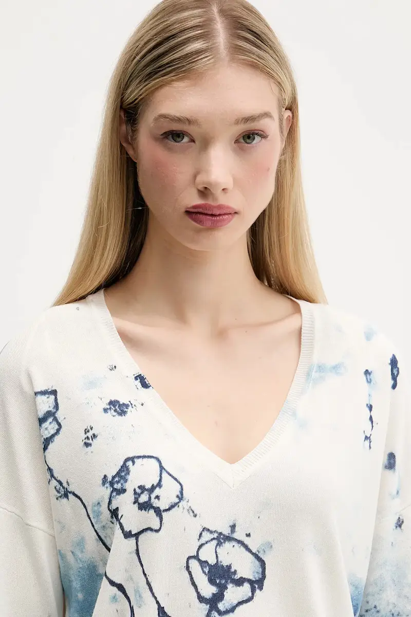 maglione con aggiunta di lino HELSINKI donna colore beige 25SWJF33 miniatura 4