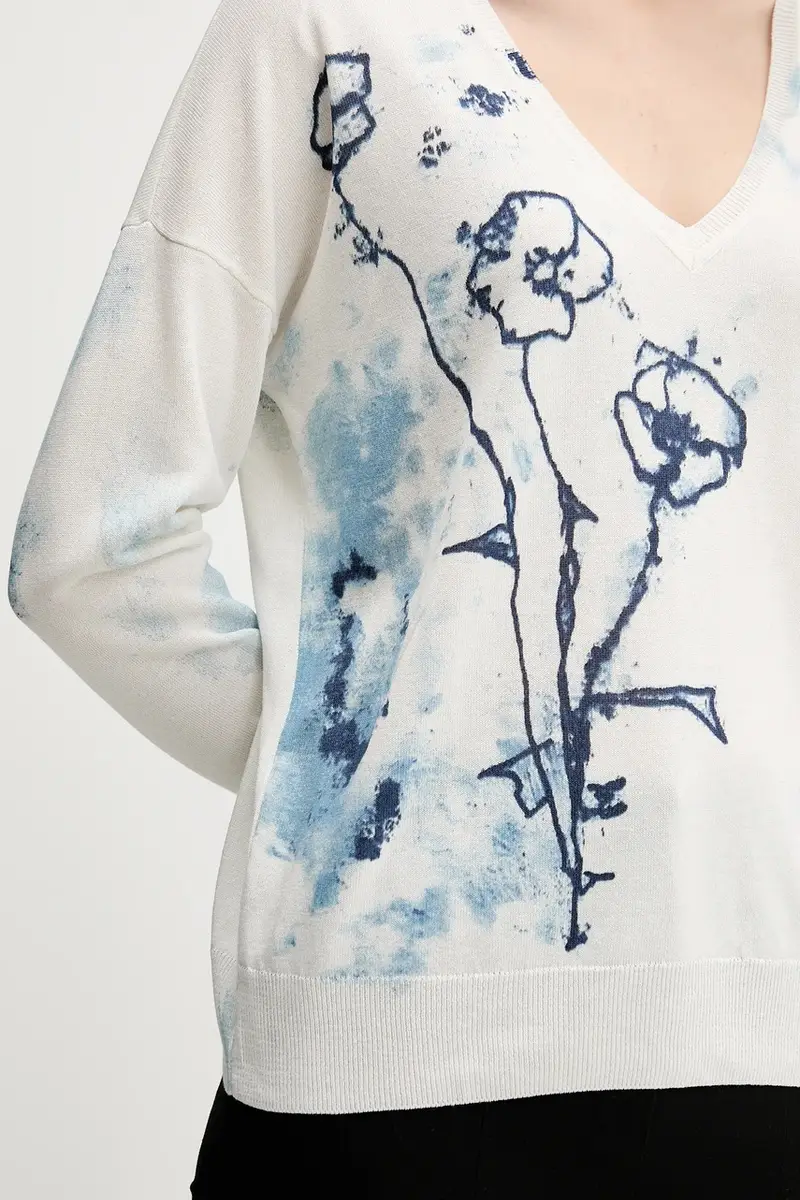 maglione con aggiunta di lino HELSINKI donna colore beige 25SWJF33 miniatura 5