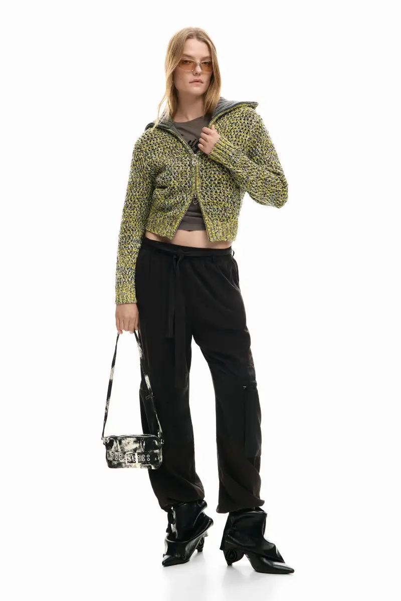 Maglione con cerniera a maglia BLACK miniatura 2