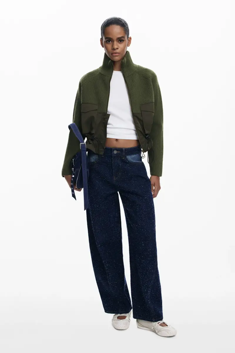 Maglione con cerniera e tasche GREEN miniatura 2