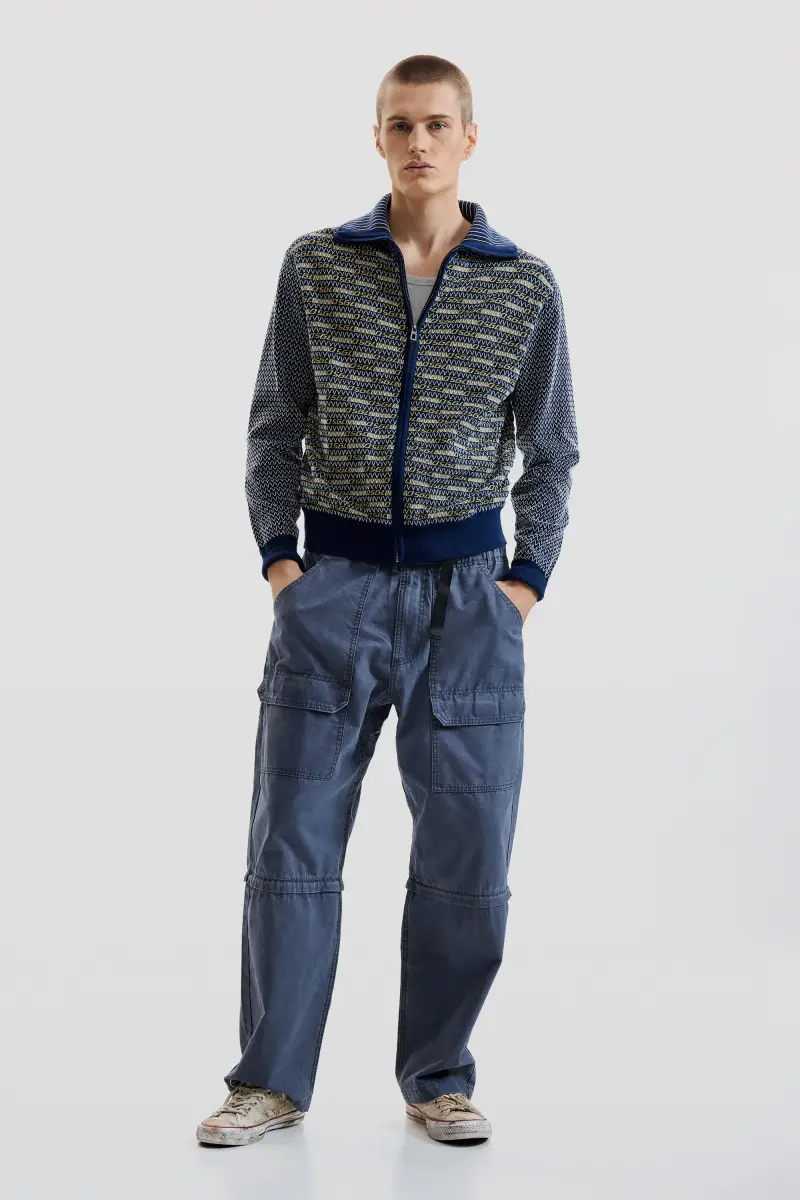 Maglione con cerniera retrÃ² BLUE miniatura 2