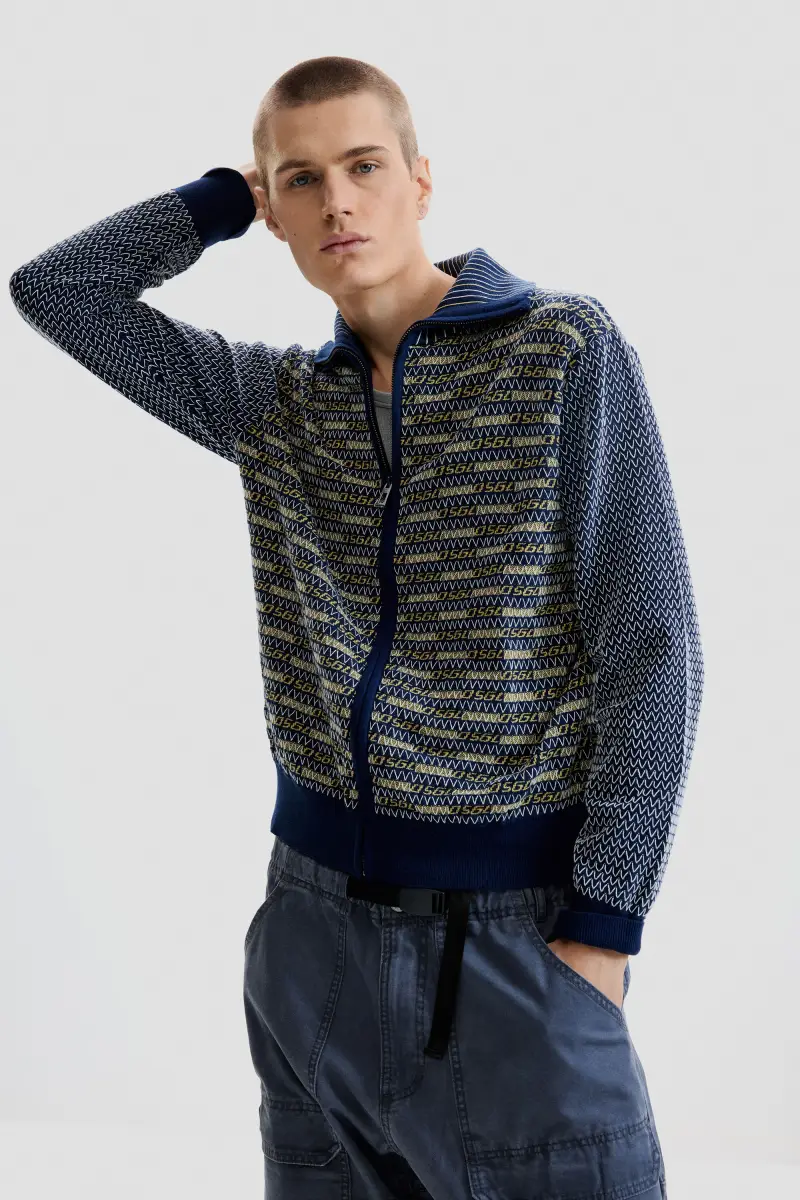 Maglione con cerniera retrÃ² BLUE