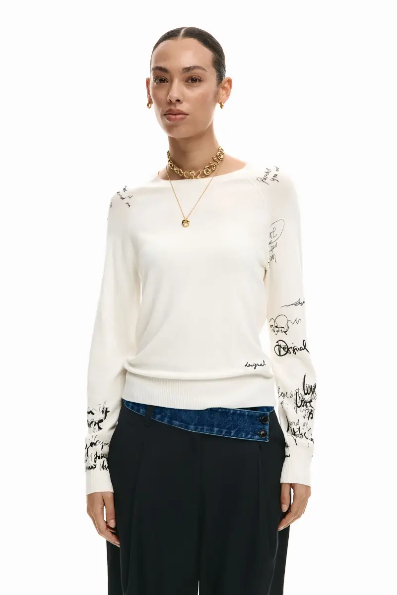 Maglione con maniche lettering WHITE