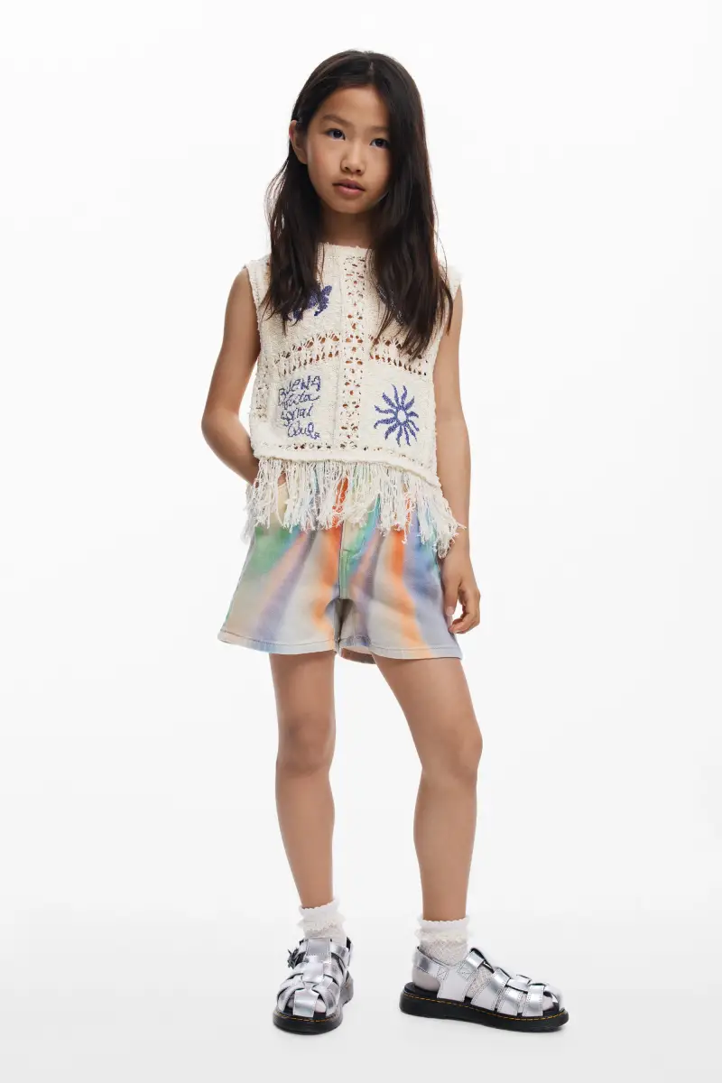 Maglione crochet con frange WHITE miniatura 2