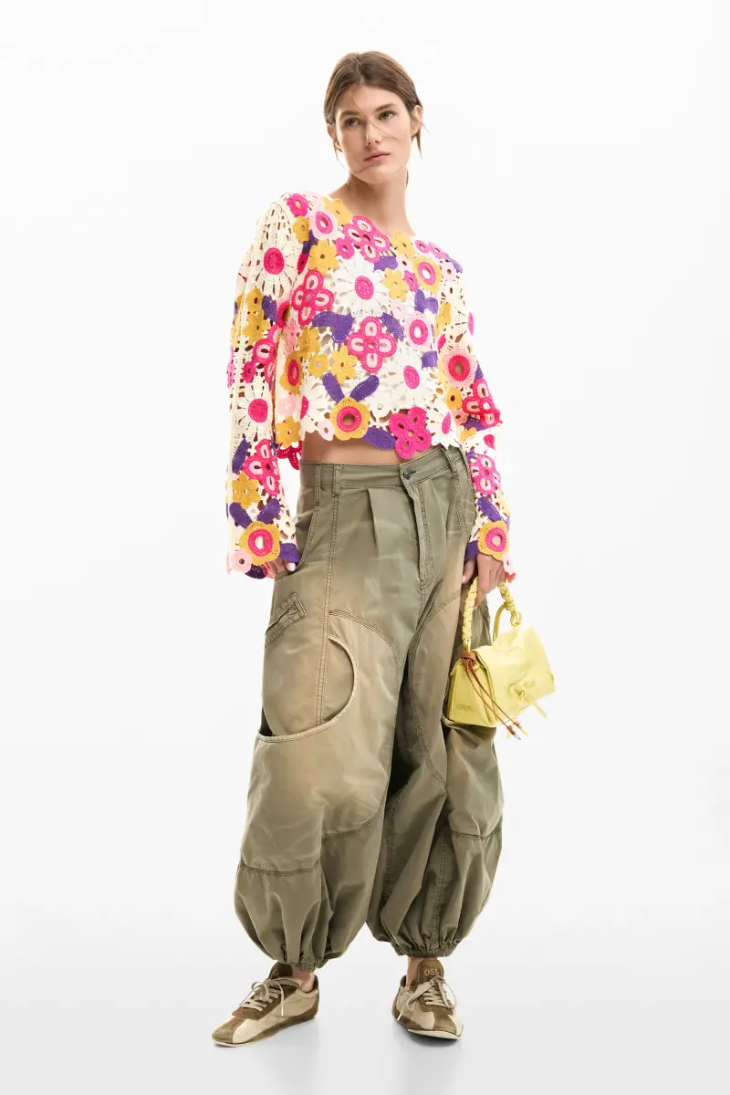 Maglione crochet multicolore WHITE miniatura 2