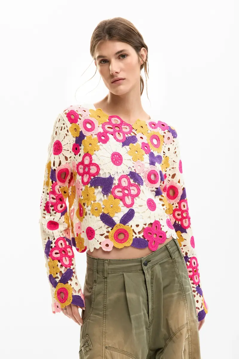 Maglione crochet multicolore WHITE