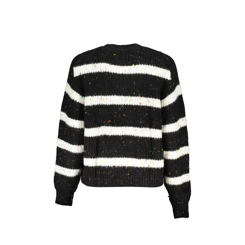 Maglione Donna Nero a Collo Alto con Dettagli a Contrasto miniatura 2