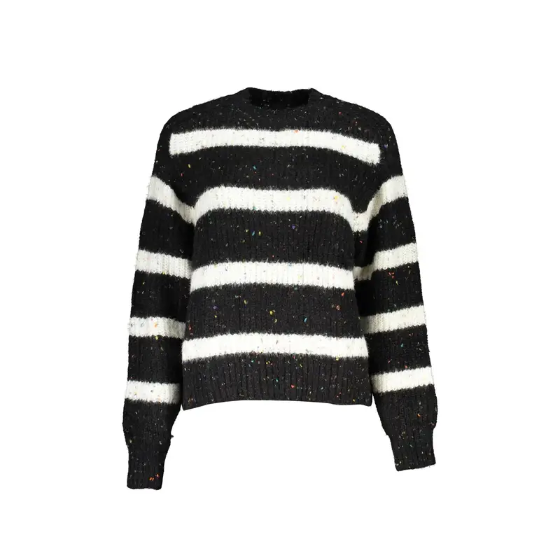 Maglione Donna Nero a Collo Alto con Dettagli a Contrasto